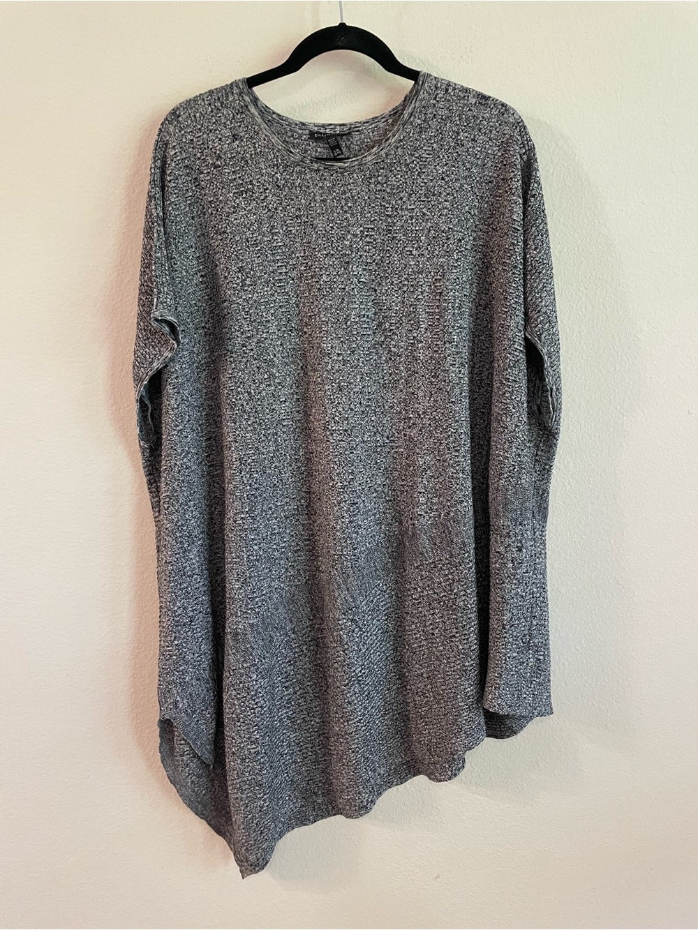 Eileen Fisher Hemp Blend Asymmetrical Hem Oversized Tunic Top Black Size L/XL